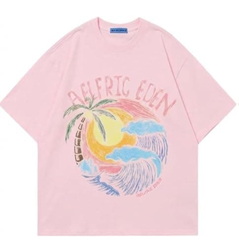 Aelfric Eden Womens Oversized Tshirts Graphic Tees Graffiti Sunset Print Summer Short Sleeve Cotton Top - Image 1