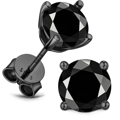 Black Moissanite Stud Earrings 1.0CT D Color,GRA 925 Sterling Silver Earrings for Men 18K White Gold Plating Earring for Women,wedding earring, Black Color women Jewelry gift for her - Image 1