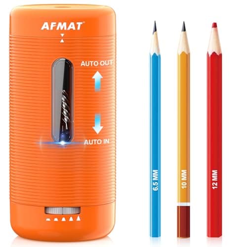 AFMAT Electric Pencil Sharpener, Fully Automatic Pencil Sharpener, Auto in & Out, Rechargeable Hands-Free Sharpeners for Jumbo & Colored Pencils (6.5-12mm), Portable for Home/Classroom/Office PSC2 - Image 1