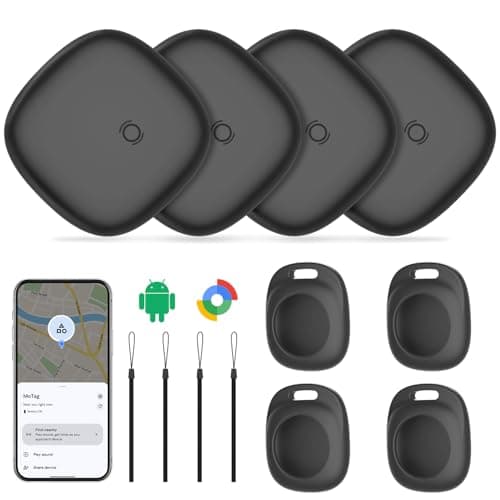 Android Air Tracker Smart Tags -4 Pack, Bluetooth Luggage Tracker Anti Lost Keys Finder/Item Locator with Holder Case Work with Google's Find Hub for Key, Backpack, Luggage, Wallet, Precise Position
