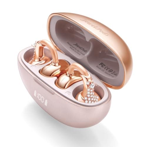 JewelPods C3 Wireless Bluetooth Earbuds, Jeweled Open-Ear Headphones, Pink