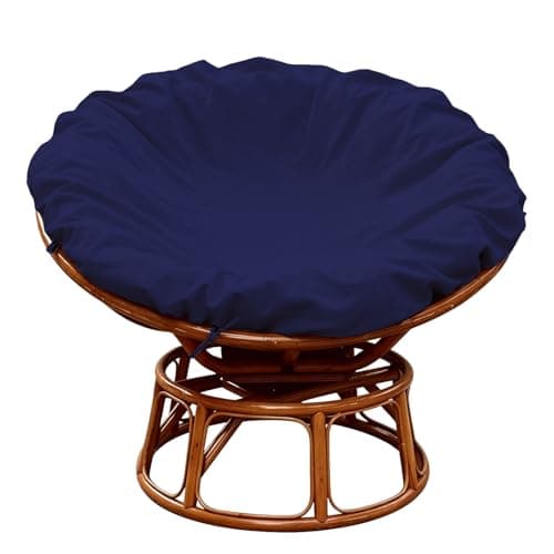 Zevulizen Papasan Cushion Cover, 50in Round Egg Chair Cushion Cover Water Resistant, Machine Washable Unfading Cover with Zipper & Straps for Indoor Outdoor Patio Garden, Only Cover (Blue) - Image 1