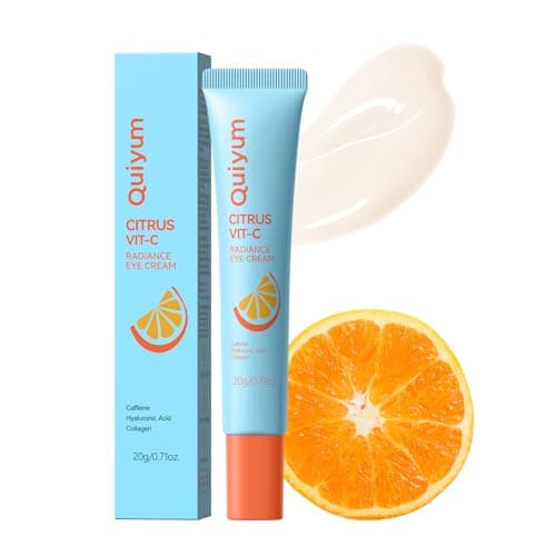 QUIYUM Citrus Vitamin C Eye Cream, for Dark Circles and Puffiness, Glowing Eye Moisturizer with Caffeine, Hyaluronic Acid & Collagen, Under Eye Cream to Smooth Fine Lines, Non-Greasy, 0.71 Oz - Image 1