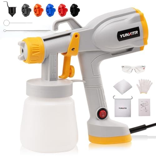 YUNXITR HVLP Paint Sprayer - Ultra Lightweight & Low Spray Paint Gun with 5 Nozzles & 3 Patterns for Furniture, Cabinets, Fences, Perfect for DIY Home Improvement & Outdoor Projects (Light Gray) - Image 1