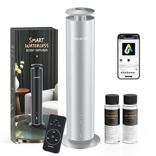 CACAFSFY Waterless Scent Diffuser Kit-Include 2x120ml Essential Oils, Essential Oil Diffuser for Home, Hotel & Office, APP&Remote Control, Quiet Operation, Pets and Kids Friendly, Coverage 1000 Sq Ft