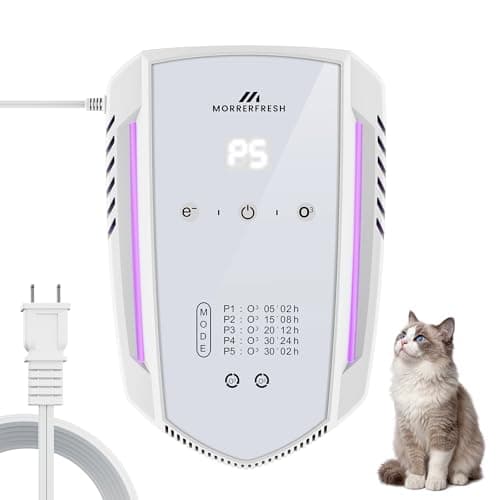 Morrerfresh Cat Litter Deodorizer & Pet Odor Eliminator for Home, Ozone Air Purifier Plug in for Strong Dog Poof, Litter Box Deodorizer with 5 Mode for Smoke, Wardrobe, Garage, Car - Image 1
