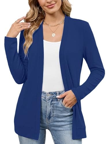 Heymoments Lightweight Cardigans for Women Royal Blue Large Open Front Long Sleeve Summer Sweaters Loose V Neck Ladies Shrugs Causal Girls Bolero Soft Spring Fall Winter Tops Knitted Coat - Image 1