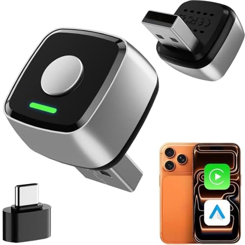 Mini Wireless CarPlay Adapter for iPhone & Android Auto 2026 Upgrade 2-in-1, Wired to Wireless Carplay, One-Touch Switch, Fast & Stable Connection, Plug & Play, for iOS 10+ & Android 11+, Cars 2016+