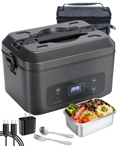 SKEOS Cordless Electric Lunch Box for Adults, Heated Lunch Box Battery Powered with 5 Side Heating, Portable Food Warmer with 5.5 Cups Removable Container, Self-Heating Food Warmer for Work,GreyBlack - Image 1