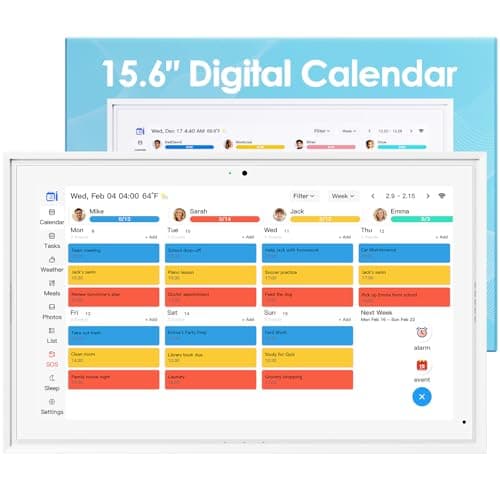 15.6 Inch Digital Calendar Touchscreen, Smart Family Electronic Calendar & Wall Planner with Schedule, Chore Chart, Meal Planner, Tasks, Wall & Desk Display, Digital Picture Frame Mode - Image 1