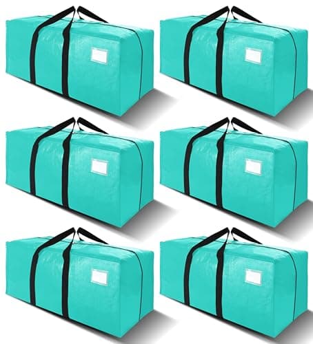 VELVETSURE 6 Pack Heavy Duty Large Moving Bags W/Backpack Straps - Strong Handles & Zippers, Storage Totes For Space Saving, Fold Flat, Alternative to Moving Box and Storage Bin, Aquamarine - Image 1