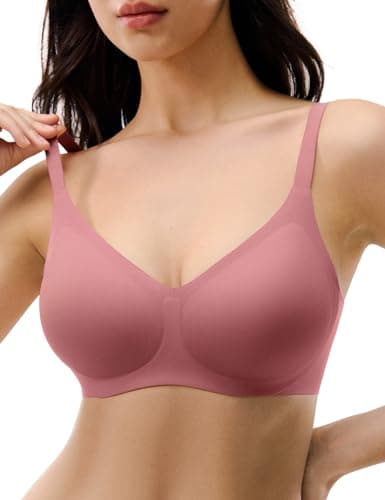 Lehoba Wireless Bras for Women No Underwire Supportive T Shirt Bra Push Up Seamless Comfort Bralette, Rosy Mauve X-Small - Image 1