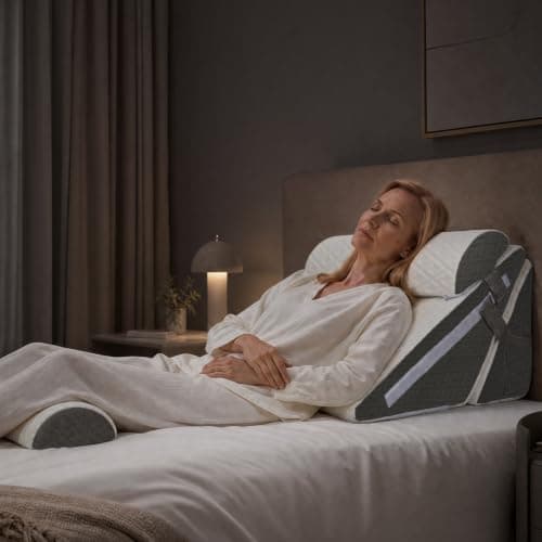 Adjustable Wedge Pillow Set 4PCS, Cooling Gel Memory Foam Bed Wedge with Dual Head Pillows, Extra-Wide Incline Pillow for Acid Reflux, GERD, Sleep Apnea & Post Surgery Recovery, White/Dark Grey - Image 1