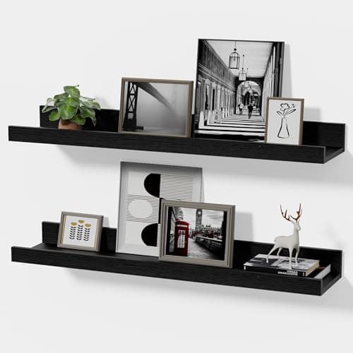 Modcraft 24 Inch White Floating Shelves with Lip, Wall Mounted Picture Ledge, Versatile Wood Wall Shelf for Kitchen Bathroom Living Room, Display Shelf for Photos Books Spice, Set of 2 - Image 1