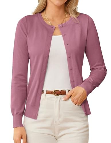 GRACE KARIN Womens Summer Pink Cardigan Sweaters Lightweight Cardigans for Women Trendy Button Shrug Sweater Tops M - Image 1