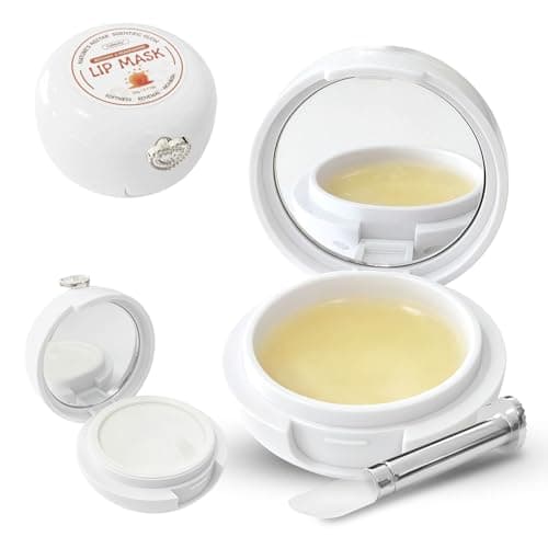 Overnight Lip Mask for Very Dry, Cracked Lips – Deep Hydrating Lip Moisturizer & Repair Treatment, Helps Brighten Dark Lips for Smokers, Smooths Lip Lines, with Mirror & Brush (0.71oz) - Image 1