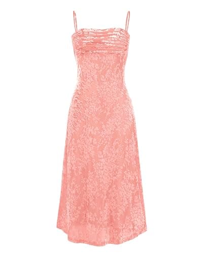 BTFBM Women's Summer Dress Sleeveless Spaghetti Strap Midi Dress Sexy Cowl Neck Floral Cocktail Dress Party Dresses(Light Pink,Large) - Image 1
