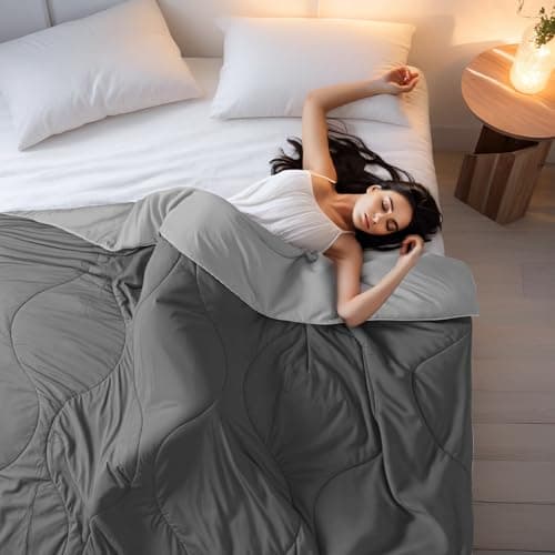 NEXHOME PRO Cooling Comforter King Size,Double Sided Cooling Blanket,All Season Soft Cooling Comforter for Hot Sleepers,Silk Smooth Breathable & Lightweight,108"x90", Grey Double-Sided - Image 1