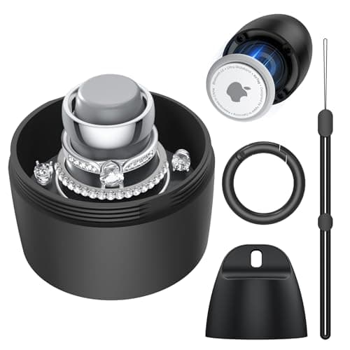 SZJCLTD Travel Case for Oura Ring with Hidden Bottom AirTag Holder Anti-Loss, Hard Shell PC Jewelry Storage Box, Portable Keychain & Lanyard for Rings, Earrings & Small Jewelry (Phantom Black) - Image 1