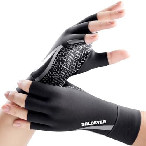 All-Around Copper Arthritis Gloves, Carpal Tunnel Pain Relief Gloves, Breathable & Anti-Slip Hand Compression Gloves for Rheumatoid, Tendonitis, Swelling, Fingerless Gloves Fit Men & Women 8.2"-8.8" - Image 1