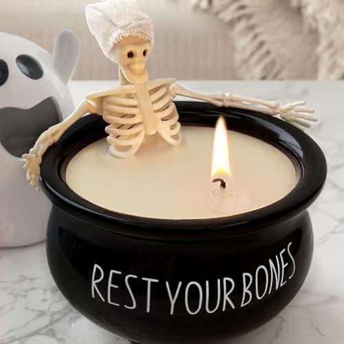 Halloween Decorations Indoor - Vintage Halloween Skeleton Candles Decor Gifts - Cute Farmhouse Gothic Party Birthday Candle Decoration Centerpieces for Table Home Room Mantel Office Kitchen - Image 1