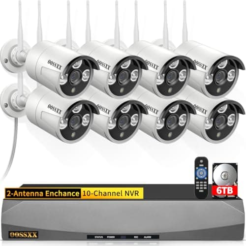 (2026 Update) Wireless Security Camera System, 10CH WiFi NVR with 8 x 3MP Dual Antenna Cameras, 55% Longer Range, 6TB HDD 90-Day Recording, Dual Band 2.4/5.8GHz, Free App