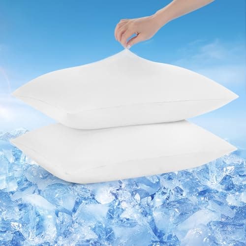Avolare 2 Pack Pillow Cases Queen, Stretch Cooling Pillowcases for Hair Skin and Hot Sleepers, Arc-Chill Q-max>0.5 Soft Silky Pillow Covers with Zipper for Standard & Queen Size Pillows - White - Image 1