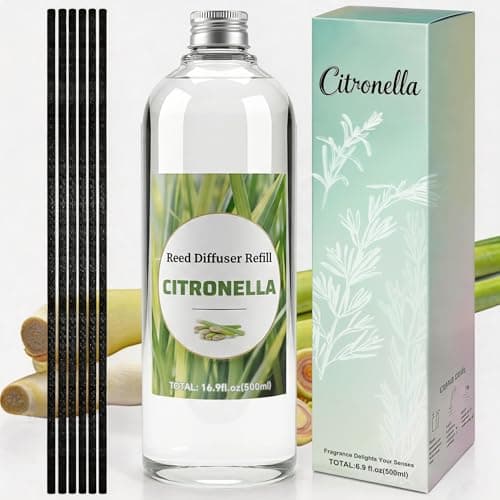STRN Citronella Reed Diffuser Set, Lemongrass Diffuser Oil Refill, with 6 Sticks 500ML(16.9fl.oz), Room Fresheners for Home, Long-Lasting Scented Fragrance for Summer, Living Room, Bedroom, Office - Image 1