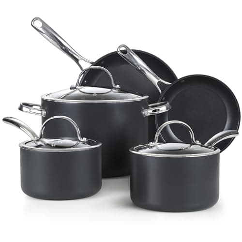 Cooks Standard 8-Piece Nonstick Hard Anodized Cookware Set, Pots and Pans Set Includes Saucepans, Stockpot, Frying Pans, Lids, Black - Image 1