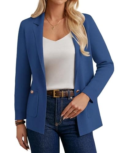 GRACE KARIN Sweater Blazer for Women 2025 Long Sleeve Work Office Blazer Dressy Stretch Soft Cardiagn Winter Clothes Denim Blue - Image 1