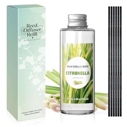 SCENTORINI Reed Diffuser Oil Refill, Citronella Diffuser Oil 6.76 Fl Oz, Lemongrass Scented Essential Oil Refill for Summer Home Fragrance for Room Spa Bathroom Hotel Decor, Patio, Outdoor - Image 1