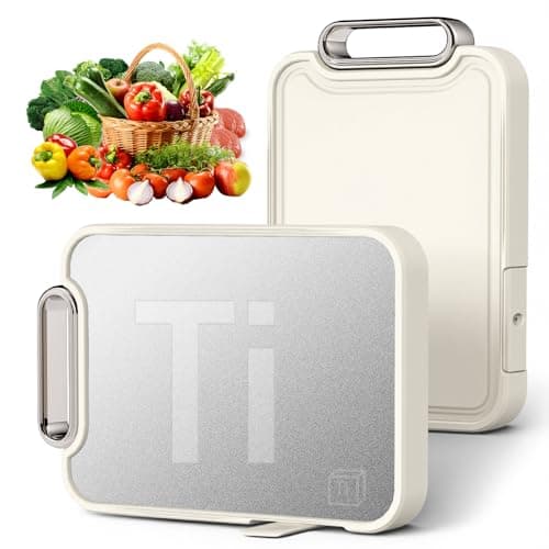 Titanium Cutting Board for Kitchen, Cutting Boards Non Toxic Double Sided Metal Pure Titanium and Wheat Straw PP Chopping Board Food Grade Easy to Clean Large Size 16"*10"*0.9"(White) - Image 1