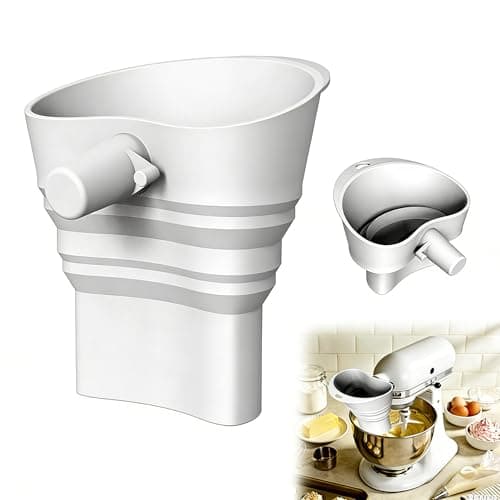1 Pcs Mess-Free Flour Funnel for Kitchen Aid Mixer, Food-Grade Silicone Funnel, Stand Mixer Attachment for 4.5–5 Qt Tilt-Head Models, Dishwasher Safety (White) - Image 1