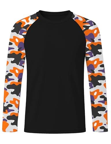Roadbox Boys' Rash Guard Long Sleeve, UPF 50+ Kids Toddler Swim Shirt, UV Sun Protection Youth Water Shirts for Beach Surf B-Black - Image 1