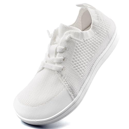 WateLves Toddler Little Kids Wide Barefoot Shoes Boys Girls Minimalist Sneakers Lightweight Breathable Walking Shoes | Naturally Splay | Flexible Fit (White, 26) - Image 1