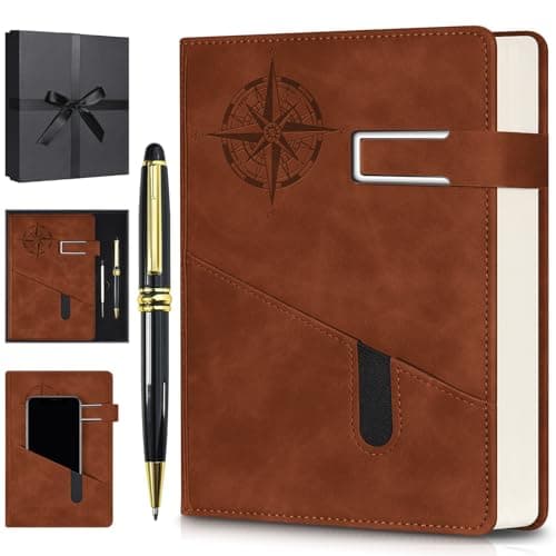 Lined Notebook Journal for Men Women, College Ruled Notebook, Hardcover Leather Journal with Pen & Gift Box, 256 Pages Thick Daily Diary, Professional Notebooks for Work, Travel, Executive, Writing,A5