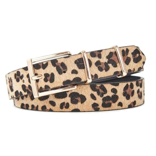 EONTISO Women's Leopard Belt, Cheetah Print Animal Pattern, Gold Buckle, Fashion Accessory for Jeans Dress, Brown S - Image 1