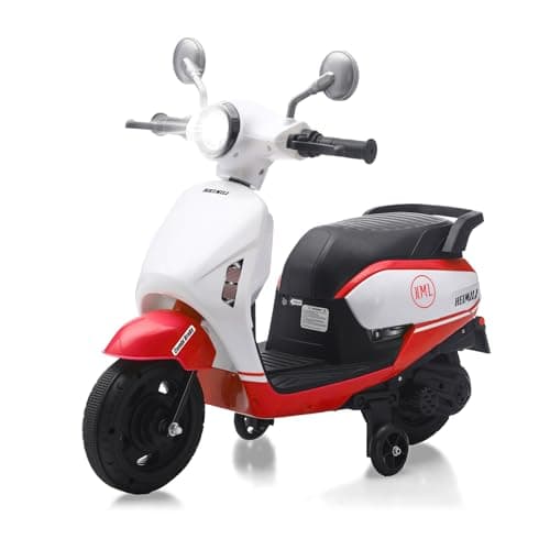 HEIMILI 6V Toddler Motorcycle, Kids Electric Moped for 1-3 Years, 2 Wheel Ride On Scooter with Training Wheels, Music & Headlight, 2 MPH Speed for Boys Girls (Red) - Image 1