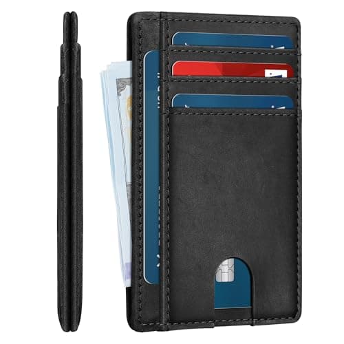 furid Slim Genuine Leather Wallet: Minimalist RFID Small Card Wallet for Men with ID Window - Front Pocket Comfortable Fit - 0.11-inch Ultra Thin Credit Card Holder for Men's Gift - Image 1