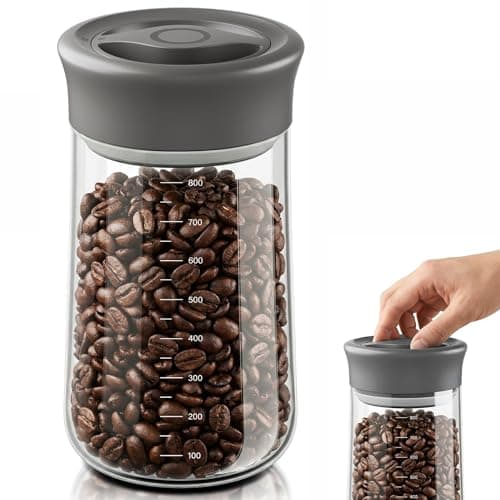 OURCABECUE Airtight Coffee Bean Storage Container, 27 oz Easy Open Quarter Twist Glass Food Storage Jars with Lid, Wide Mouth Mason Jars for Meal Prep, Overnight Oats, Grains, Loose Tea and More - Image 1