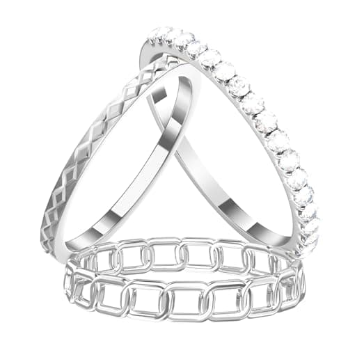 YWXTW 3 Pack 14K Gold-Plated Stacking Rings for Oura Ring Gen 4 /Ultrahuman, Timeless Elegance Non Tarnish Stainless White Zirconia Engagement Oura Stackable Bands Gift for Women Silver 8 - Image 1