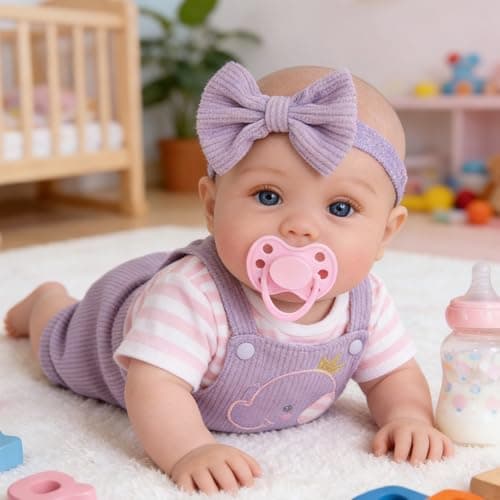 Milidool Lifelike Reborn Baby Dolls Girl-18 inch Realistic Newborn Baby Dolls, Soft Cloth Weighted Body with Feeding Toy, Gift for Kids Ages 3+ - Image 1