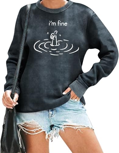 VILOVE Funny Sweatshirts for Women It‘s Fine I’m Fine Everything is Fine Shirts Inspirational T-Shirt Cute Sayings Tee Tops - Image 1