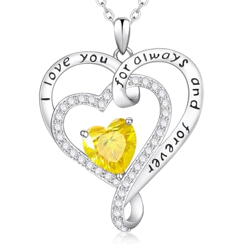 925 Sterling Silver Infinity Heart Necklace for Women - November Birthstone Pendant, Adjustable Love Jewelry Gifts, Birthday Anniversary Christmas Valentines Day for Wife Mom Daughter Girlfriend - Image 1