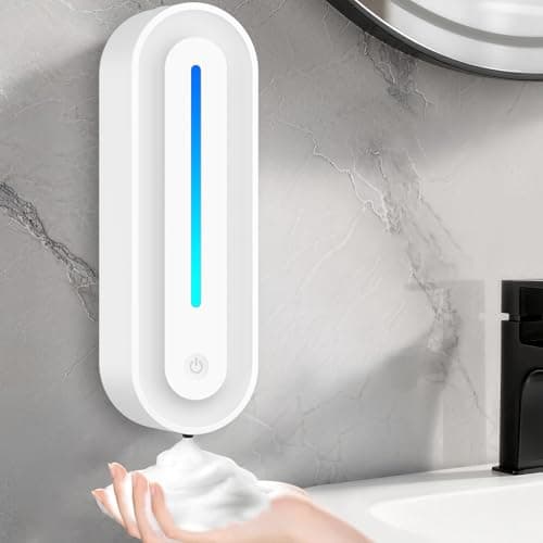 Automatic Soap Dispenser Wall Mount for Bathroom, 14.2oz Rechargeable Touchless Adjustable Auto Smart Foaming Hand Soap Dispenser for Bathroom,Kitchen,Office,Foam - Image 1