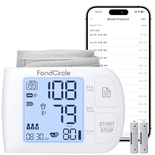 FondCircle Wrist Blood Pressure Monitor, Bluetooth Automatic Blood Pressure Cuff for Home Use, Talking Digital Machine with Smart App Sync, 3-User Mode 398 Memory, (5.3"-8.5" in Cuff) - Image 1