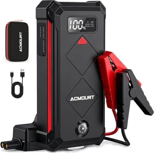 Acmount P100 Car Jump Starter, 5000A Peak Lithium Jump Starter Battery Pack for Up to 10.0L Gas or 8.0L Diesel Engine, Safe 12V Portable Battery Starter Power Pack with LED Screen & LED Light - Image 1
