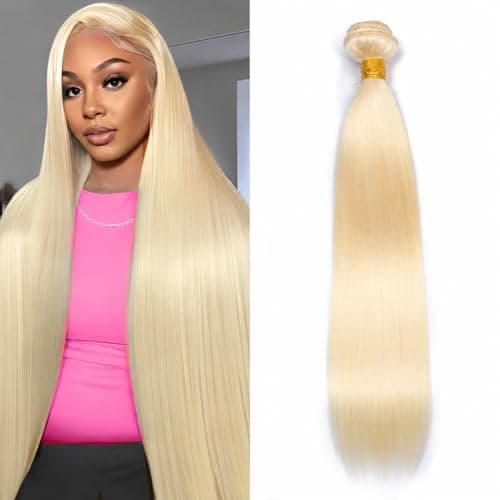 613 Blonde Bundles Human Hair 12A Grade Blonde Straight Hair 100% Unprocessed Brazilian Virgin 1 Bundle Remy Hair Extensions for Black Women 18 Inch - Image 1