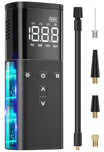 Tire Inflator Portable Air Compressor, Air Pump for Car Tires, Cordless Air Compressor 120 PSI - One Click Smart, Tire Pump for Car, Motorcycle, Bicycle, Balls, with Pressure Gauge, LED Light - Image 1