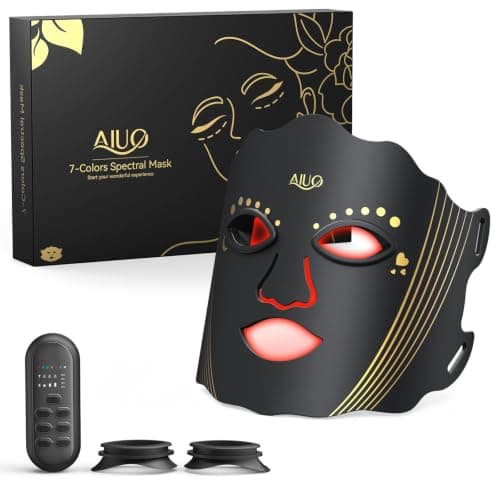 AIUO Red Light Therapy for Face, LED Face Mask Light Therapy, Rechargeable Red Light Therapy Mask for Face with Comfortable Light-Blocking Eye Protection & Timing Function At Home, Jet Black - Image 1